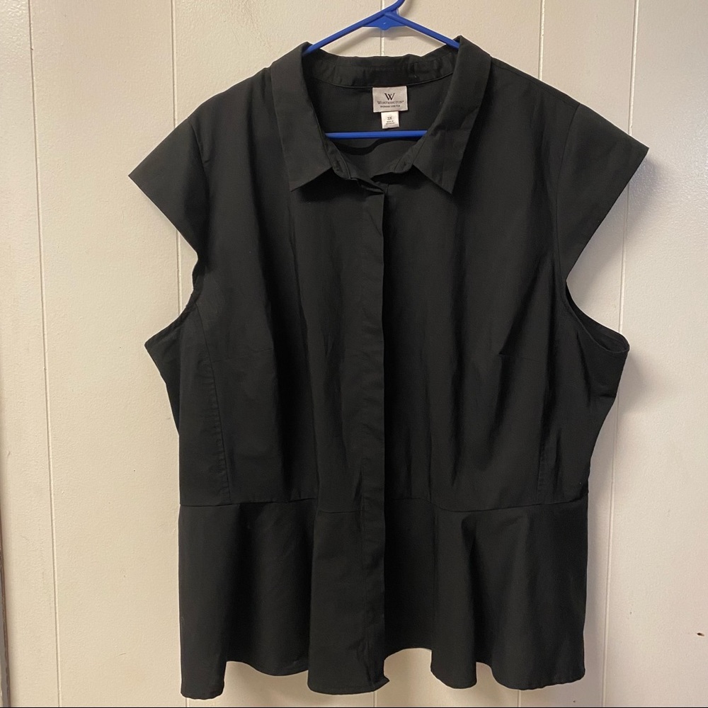 Worthington Black Cap Sleeve Top Peplum Size 3X